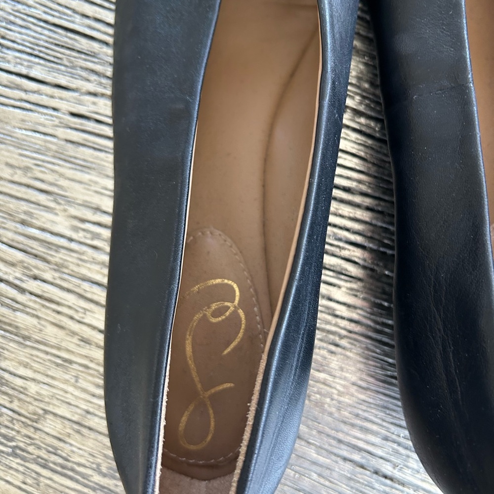 Sam Edelman Black Women's Pointed Toe Flats with Gold Buckle Accent - Picture 3 of 8